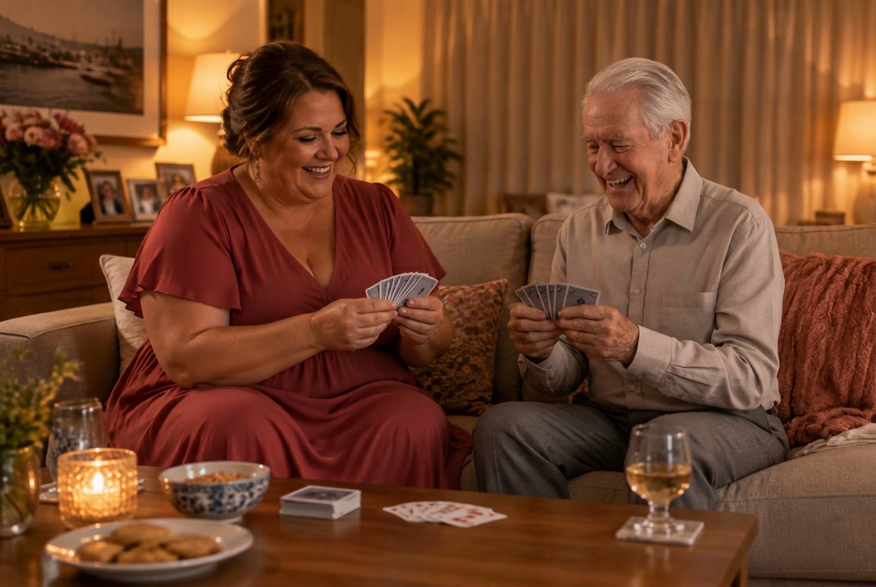 A Vita companion playing cards with a client